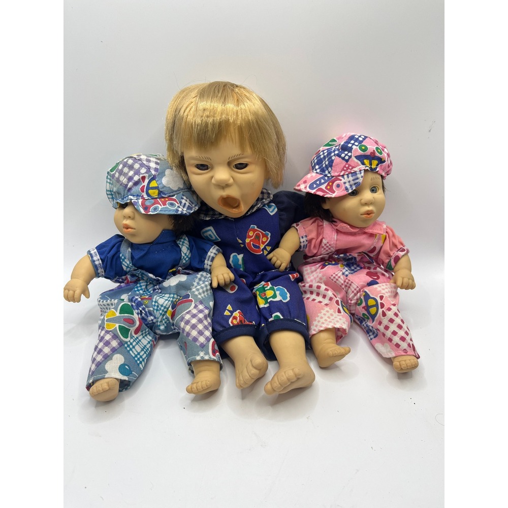 GiGo My Pals 3pc Vintage‎ Style Baby Doll Set Yawning Expression Kitsch Retro